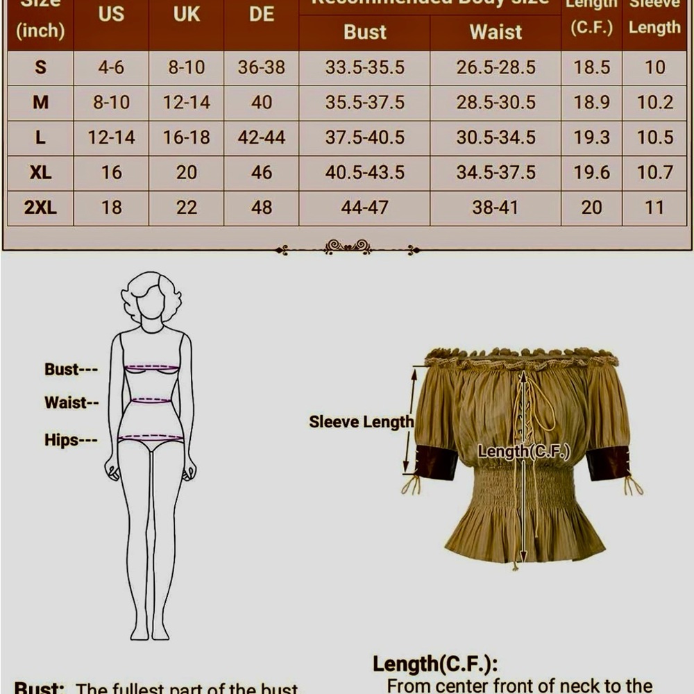 Women’s’ Renaissance Off Shoulder Blouse - Picture 4 of 6